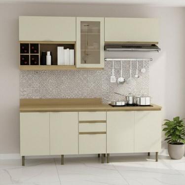Imagem de Cozinha Modulada 6 Peças 2 Aéreos 1 Balcão 120cm E 1 De 80cm Com Tampo Cooktop Nature