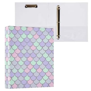 Imagem de STAYTOP Lindo organizador de fichário redondo de escamas de sereia, fichário de 3 anéis com prancheta (carta A4), fichário fofo para material de escritório escolar