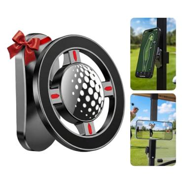 Imagem de NEVERLAND Suporte de telefone para carrinho de golfe – Suporte de telefone magnético antivibração ajustável em 360° MagSafe Suporte de alumínio para EZGO, Yamaha, Club Car, Icon, compatível com