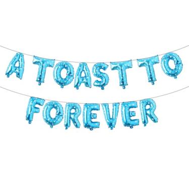 Imagem de A TOAST TO FOREVER Last Toast On The Coast Decorações de festa de despedida de solteira sob o mar balões bandeira verão praia costeira decoração de chá de panela (Um brinde à eternidade estrela azul)