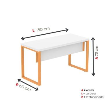 Imagem de Mesa Escritório 1500x600x750mm M150-60pe40tub Branco-laranja Picasso