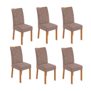 Imagem de Conjunto com 6 Cadeiras Rayla Suede Bege e Amêndoa