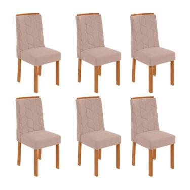 Imagem de Conjunto com 6 Cadeiras Astrid Veludo Creme e Amêndoa