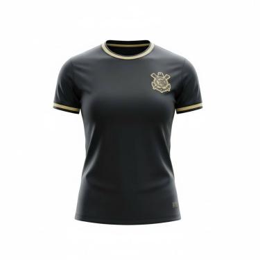 Imagem de Camisa Corinthians Baby Look Bordado Gold Feminina Oficial