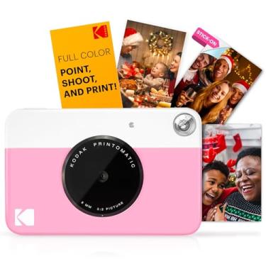 Imagem de Kodak Câmera Printomatic digital, impressão instantânea colorida fotos autoadesivas 5 x 7,5 cm, Tecnologia de impressão ZINK, 5 MP, Flash, Aceita Cartão MicroSD, Rosa