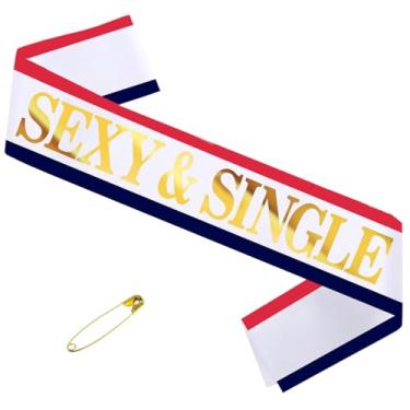 Imagem de Sexy e solteiro; para cidadão americano, conjunto de faixas de despedida de solteira, faixa de noiva para ser da equipe, faixa de dama de honra para chá de panela e lembrancinhas de decorações de