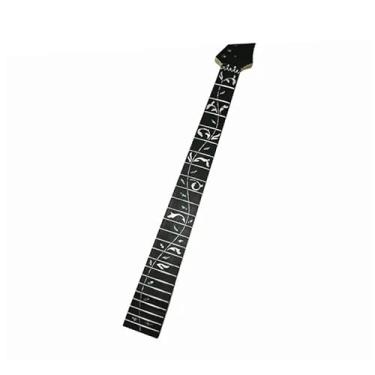 Imagem de Electric Guitar Neck 24 Frets Rosewood Fingerboard Black Headstock Face Maple Shaft Matte Satin DIY Replacement 10mm Holes