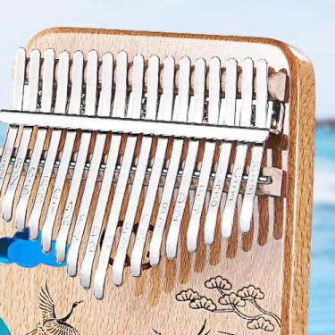 Imagem de Sanpyl Mini Kalimba Dedo Piano Acabamento Brilhante Polegar Piano Instrumento Musical Arrancado para Iniciantes (Guindaste de 17 tons)