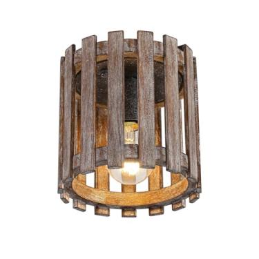 Imagem de wochos Luminária De Teto Embutida Estilo Fazenda, Madeira Próxima A Luminárias Rústicas Corredor Para Cozinha, Sala Jantar, Estar E Hall Entrada