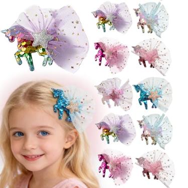 Imagem de Grampos de cabelo de unicórnio para meninas, 12 peças