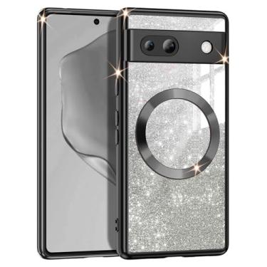 Imagem de Casetego Capa para Google Pixel 7A, compatível com MagSafe, brilhante, magnética, à prova de choque, capa de proteção total para Google Pixel 7A, preta