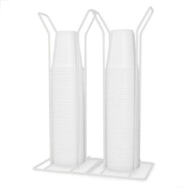Imagem de Suporte Duplo para Copos Descartáveis 80 a 200ml Aramado Branco - Orga