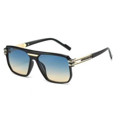 Imagem de Óculos de Sol UV400 - Jelly Color Gradient Metal Punk para Homens e Mulheres, Esportes ao Ar Livre, Corrida e Ciclismo, Preto, Verde e Amarelo