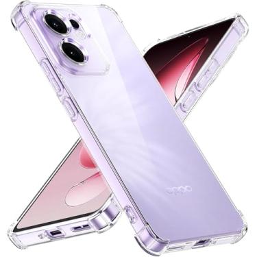 Imagem de Capa transparente antiamarelamento para Oppo Reno 13 FS 5G / Oppo Reno 13 F 4G/5G, capa transparente à prova de choque para absorção de choque com amortecedor em capa fina de TPU macio