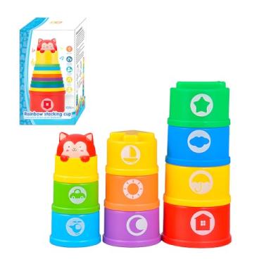 Imagem de Life Copos de Empilhar 10 Peças G108 | Brinquedo Educativo para Crianças | Estimula Desenvolvimento e Coordenação Motora | Cores Vibrantes e Plástico Seguro