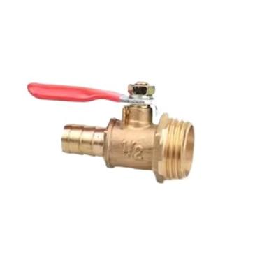 Imagem de 1 peça válvula de esfera de latão farpado 1/8 3/20.3 cm 1/10.2 cm fêmea fêmea conector junta cobre encaixe tubo adaptador acoplador 8/10/12 mm mangueira Barb (1l2M -10mm)