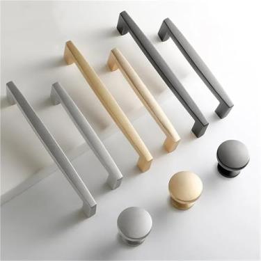 Imagem de Puxador de porta de móveis de liga de zinco escovado cobre puxador de porta de armário de cozinha puxadores de gaveta puxadores de móveis ferragens 1 peça (níquel escovado 192 mm)