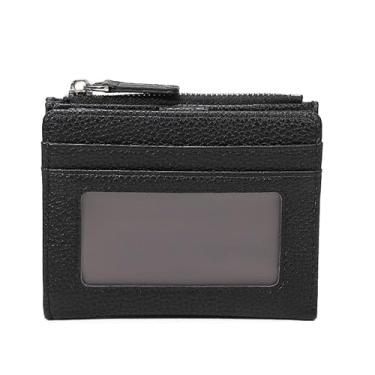 Imagem de Carteira pequena para mulheres, porta-cartão de crédito fino com janela para identidade, bolsas compactas para mulheres com 9 compartimentos para cartão, Preto, Minimalismo