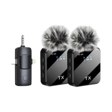 Imagem de Microfone Lavalier Sem Fio Portátil Com Cancelamento De Ruído Clip-On 