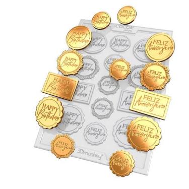 Imagem de Edição Aniversário Clássico - 12 Plaquinhas Personalizáveis - 3D Monke