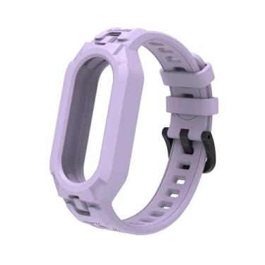 Imagem de HEPUP Cinta de caixa de silicone tpu mole para xiaomi miband 8 pulseira de correia para miband 8 nfc Rubber correia relógio de substituição Kit(Purple)