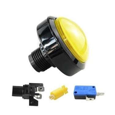 Imagem de BCMCBV 1 peça de acessórios de jogo de 60 mm, botão grande convexo de 60 mm, círculo grande com botão leve, máquina de jogo, botão de círculo grande, redefinir (amarelo-1)