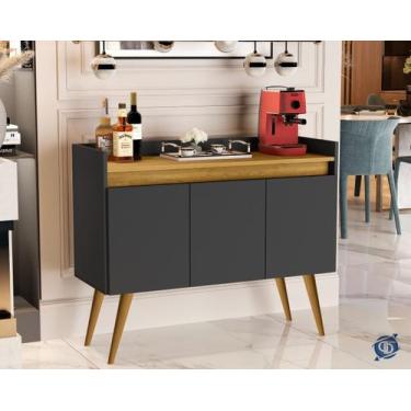 Imagem de Aparador Junior Luxo 3 Portas Pés Palito Preto / madeirado - Comprar M