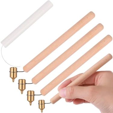 Imagem de Sinload 3 canetas de cera quente de 0,3 mm, 0,4 mm, 0,6 mm, ponta média de latão, cabo de madeira, pintura de madeira, kit de decoração de ovo de páscoa ucraniano, suprimentos de pintura de velas