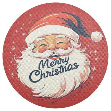 Imagem de xigua Jogo americano redondo de Natal Papai Noel, tapete de mesa redondo antiderrapante resistente ao calor, tapetes de mesa de 48 cm para decoração de cozinha, jantar e festa