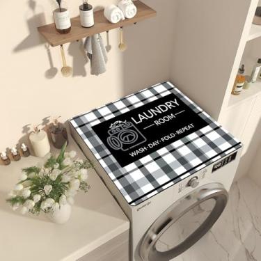 Imagem de Nouiroy Flores, lavadora, secadora, tapete de cobertura contra poeira para máquina de lavar criativa superior almofada de cobertura contra poeira tapete absorvente de secagem rápida tapete protetor