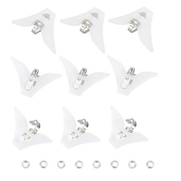 Imagem de 10 peças de prendedor de gravata fixa de plástico para gravata borboleta, fecho de ferragens, prendedor de ferragens com colar fixo de plástico para gravatas regulares, acessórios masculinos, branco