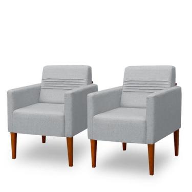 Imagem de Conjunto 02 Poltronas Decorativa 01 Lugar Aila - Due Decor, Linho Prim