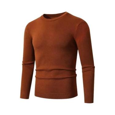 Imagem de Suéter Masculino Slim Fit Com Gola Redonda, Leve, Macio, De Manga Long