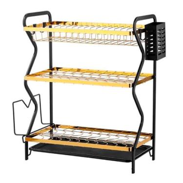 Imagem de Escorredor De Louças Aço Inoxidável Organizador Moderno Com Porta Talher e Bandeja