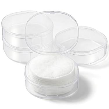 Imagem de Quilax 4 peças de suporte quadrado de algodão de plástico, estojo de esponja de maquiagem, portátil, suporte de almofada de algodão para remoção de maquiagem, bola de algodão, branco