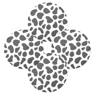 Imagem de Wassud Jogo americano conjunto de 4 tapetes redondos com estampa de vaca para cozinha e jantar, tapetes laváveis e resistentes ao calor, decoração de mesa 39 cm