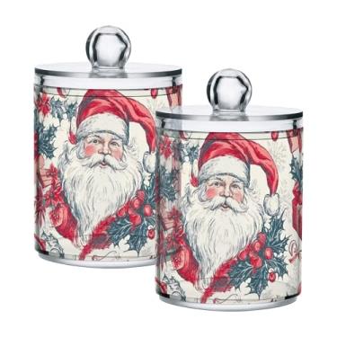 Imagem de xigua Pacote com 4 lindos suportes de Natal para bolas de algodão, cotonete – Frasco de plástico de boticário de armazenamento versátil transparente de 4 ml para banheiro e organização de