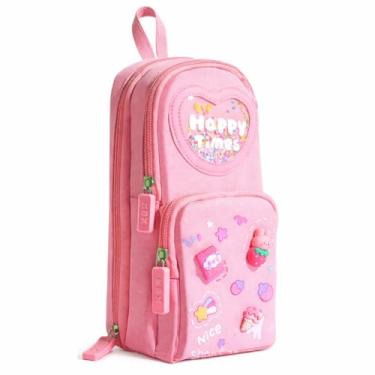 Imagem de Estojo Escolar Infantil Feminino Rosa – Estojo Box para Lápis e Canetas, Bolsinha de Lápis Pequena, Estojo Escolar para Meninas, Estojos Infantis com Zíper Duplo