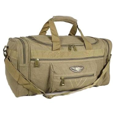 Imagem de Mala Viagem Bolsa Lona Resistente Grande com alça (Bege)