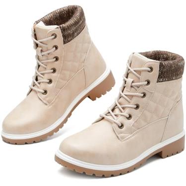 Imagem de Adokoo Botas femininas impermeáveis outono inverno botas de combate pretas de neve botas de combate antiderrapantes para caminhadas, Damasco, 6