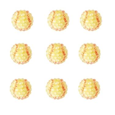 Imagem de KISSITTY 20 peças de contas esportivas de resina com tema de bola de strass grossas brilhantes amarelas de beisebol contas soltas pingentes para canetas, cordões, chaveiros, joias, colar, fazer