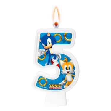Imagem de Vela número 5 decoração festa Sonic aniversário - Regina festa