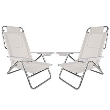 Imagem de Kit 2 Cadeiras Summer Reclinável 6 pos Alumínio Praia Piscina Camping 