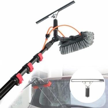 Imagem de Escova de limpeza de painel solar ajustável e haste de limpeza, escova de limpeza e kit de poste alimentado por água, ferramenta de equipamento de lavagem de limpeza (10,8 m)