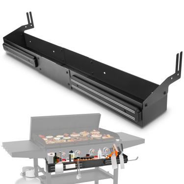 Imagem de Suporte de chapa frontal com 2 suportes magnéticos de ferramentas para chapa Blackstone de 91 cm, prateleira frontal de grande capacidade para fácil acesso, suporte de grelha para acessórios de chapa