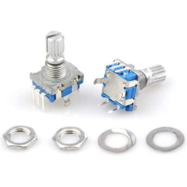 Imagem de Codificador rotativo 5 pçs/lote Potenciômetro de interruptor codificador rotativo 5 pinos EC11 Potenciômetro digital de áudio com cabo ameixa comprimento 20 mm Potenciômetros