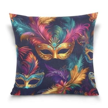 Imagem de Blueangle Capas de almofada de máscara de carnaval de carnaval - 50 x 50 cm, decoração de férias de fazenda para sofá de casa (488)
