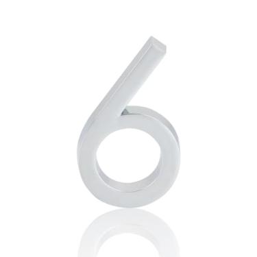 Imagem de NumRealm Números de casa, letras de números de caixa de correio 3D à prova d'água, endereço externo autoadesivo, jardim, apartamento, hotel, prata (6)