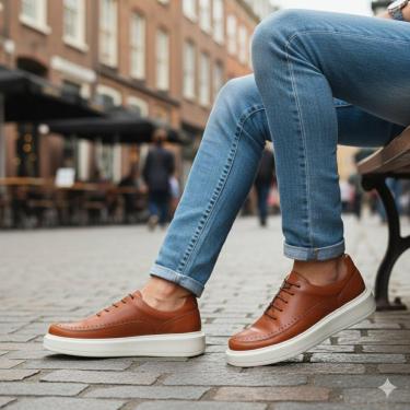 Imagem de Tênis Sneaker Masculino Couro Casual Estilo confort Premium-Masculino