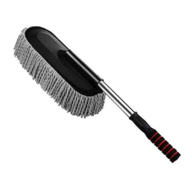 Imagem de Diydeg Espanador de carro com cabo extensível e escova macia com cabeça de nanofibra de alta densidade, ideal para limpar teto, parte inferior, vãos entre rodas, caminhões, SUVs, (Cinza)